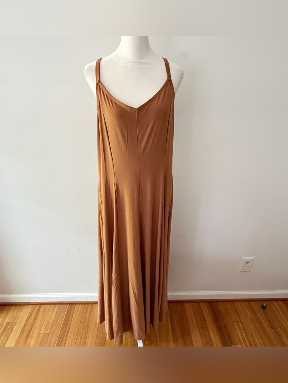 Lands End Women Jersey Knit Stretch Maxi Dress Large 14-16 Minimalist Comfy